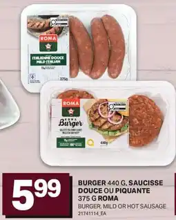 L'Intermarché BURGER 440 G, SAUCISSE DOUCE OU PIQUANTE 375 G | BURGER, MILD OR HOT SAUSAGE offer