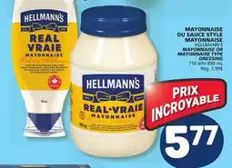 Marché Bonichoix HELLMANN'S MAYONNAISE OR MAYONNAISE TYPE DRESSING offer