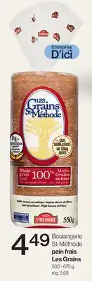 Avril Boulangerie St-Méthode pain frais Les Grains offer