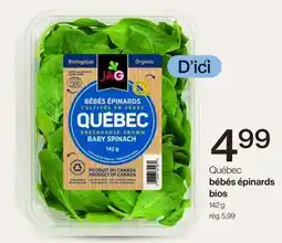 Avril Québec bébés épinards bios offer
