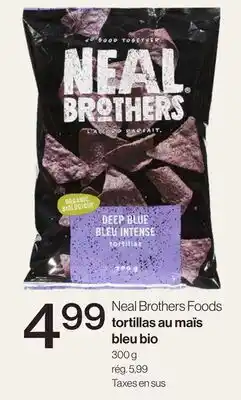 Avril Neal Brothers Foods tortillas au maïs bleu bio offer