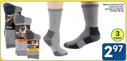 Rossy Merino wool thermal socks for men, women or children offer