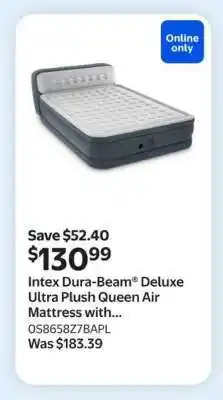 Walmart Intex Dura-Beam Deluxe Ultra Plush Queen Air Mattress offer