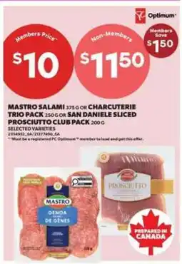 Real Canadian Superstore Mastro Salami or Charcuterie Trio Pack or San Daniele Sliced Prosciutto Club Pack offer