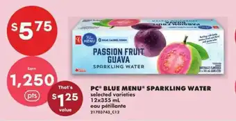 No Frills PC Blue Menu Sparkling Water offer