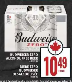 Food Basics BUDWEISER ZERO ALCOHOL-FREE BEER offer