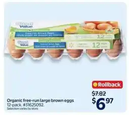 Walmart Organic free-run large brown eggs offer