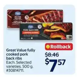 Walmart Great Value Fully Cooked Pork Back Ribs offer