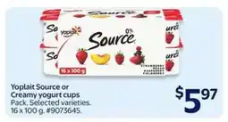 Walmart Yoplait Source or Creamy Yogurt Cups offer