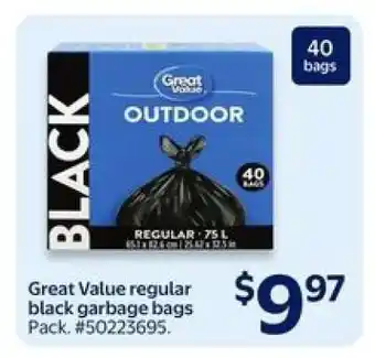 Walmart Great Value Regular Black Garbage Bags offer