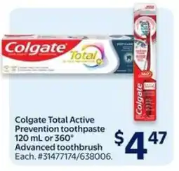 Walmart Colgate Total Active Prevention toothpaste or 360° Advanced toothbrush offer