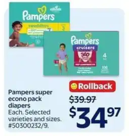 Walmart Pampers super econo pack diapers offer