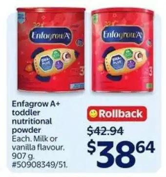 Walmart Enfagrow A+ Toddler Nutritional Powder offer