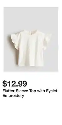 H&M Flutter-Sleeve Top with Eyelet Embroidery offer