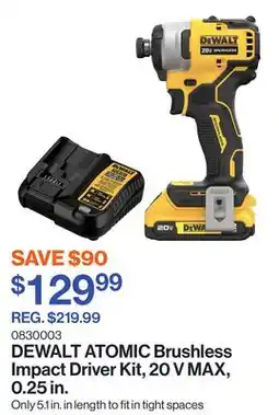 Patrick Morin ATOMIC Brushless Impact Driver Kit, 20 V MAX, 0.25 in offer