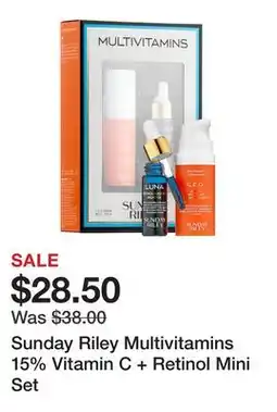 Sephora Sunday Riley Multivitamins 15% Vitamin C + Retinol Mini Set offer