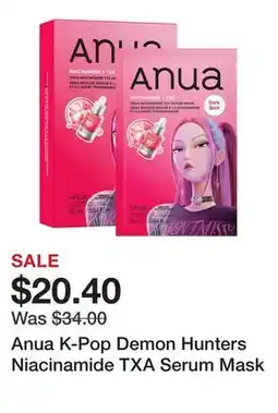Sephora Anua K-Pop Demon Hunters Niacinamide TXA Serum Mask offer