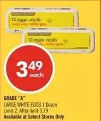 Shoppers Drug Mart Grade "A" large white eggs offer