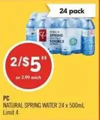 Shoppers Drug Mart PC natural spring water offer