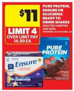 Real Canadian Superstore Pure Protein, Ensure or Glucerna Ready to Drink Shakes offer