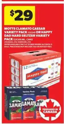 Real Canadian Superstore Motts Clamato Caesar Variety Pack or Happy Dad Hard Seltzer Variety Pack offer