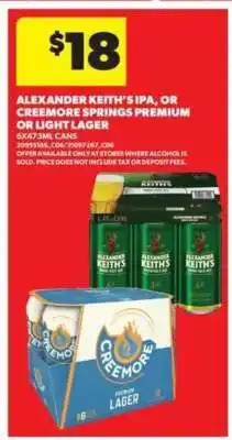 Real Canadian Superstore Alexander Keith’s IPA or Creemore Springs Premium or Light Lager offer