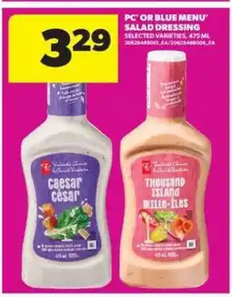 Real Canadian Superstore PC or Blue Menu Salad Dressing offer