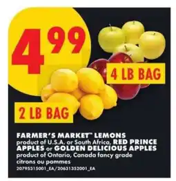 No Frills Farmer's Market Lemons, Red Prince Apples, Golden Delicious Apples offer