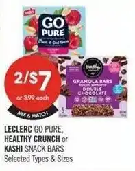 Shoppers Drug Mart Leclerc go pure, healthy crunch or kashi snack bars offer