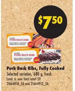 No Frills Pork Back Ribs, Fully Cooked offer
