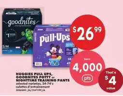No Frills Huggies Pull Ups, Goodnites Potty or Nighttime Training Pants offer