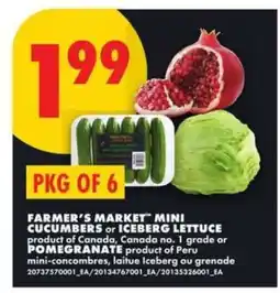 No Frills Farmer's Market Mini Cucumbers or Iceberg Lettuce or Pomegranate offer