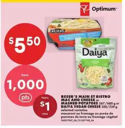 No Frills RESER’S MAIN ST BISTRO MAC AND CHEESE or MASHED POTATOES or DAIYA VEGAN CHEESE offer
