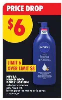 No Frills NIVEA HAND AND BODY LOTION offer