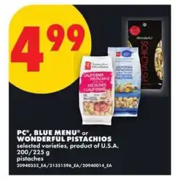 No Frills PC Blue Menu or Wonderful Pistachios offer
