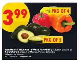 No Frills FARMER’S MARKET SWEET PEPPERS or AVOCADOS offer