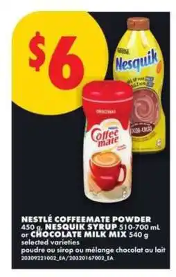 No Frills NESTLÉ COFFEEMATE POWDER or NESQUIK SYRUP or CHOCOLATE MILK MIX offer
