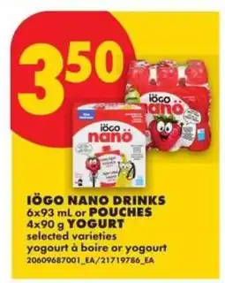 No Frills iÖGO NANO DRINKS or POUCHES offer