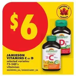 No Frills JAMIESON VITAMINS C or D offer