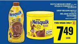 Food Basics Nestlé Nesquik Syrup & Powder Mix offer