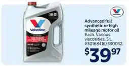 Walmart Valvoline Motor Oil offer