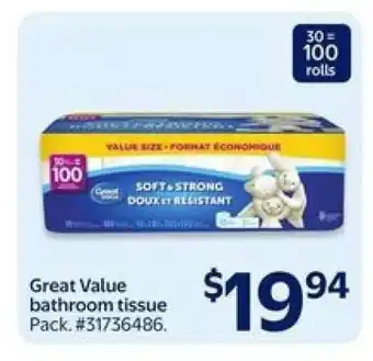 Walmart Great Value Bathroom Tissue offer