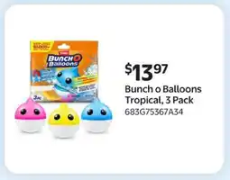 Walmart Bunch o Balloons Tropical, 3 Pack offer