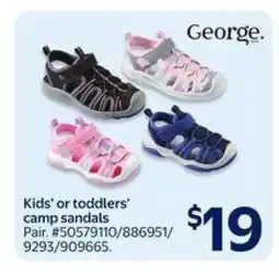 Walmart Kids' or toddlers' camp sandals offer