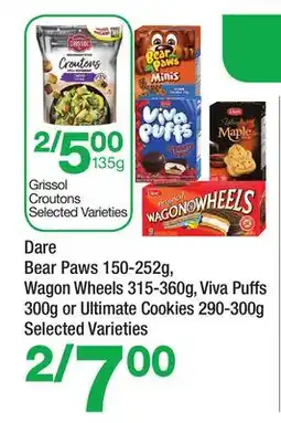 Highland Farms Dare Bear Paws 150-252g, Wagon Wheels 315-360g, Viva Puffs 300g or Ultimate Cookies 290-300g offer