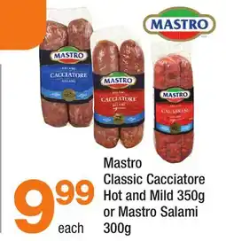 Highland Farms Mastro Classic Cacciatorre Hot and Mild 350g or Mastro Salami 300g offer