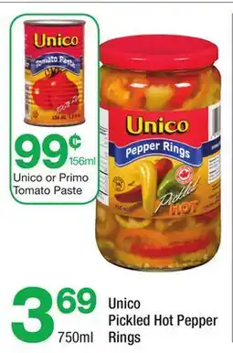 Highland Farms Unico or Primo Tomato Paste, Unico Pickled Hot Pepper Rings offer