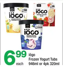 Highland Farms iögo Frozen Yogurt Tub 946ml or 4pk 320ml offer