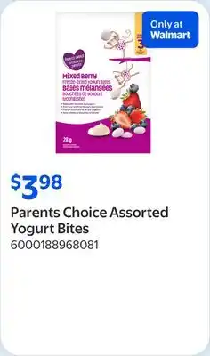 Walmart Parents Choice Assorted Yogurt Bites offer