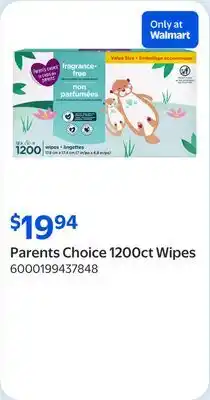 Walmart Parents Choice 1200ct Wipes offer